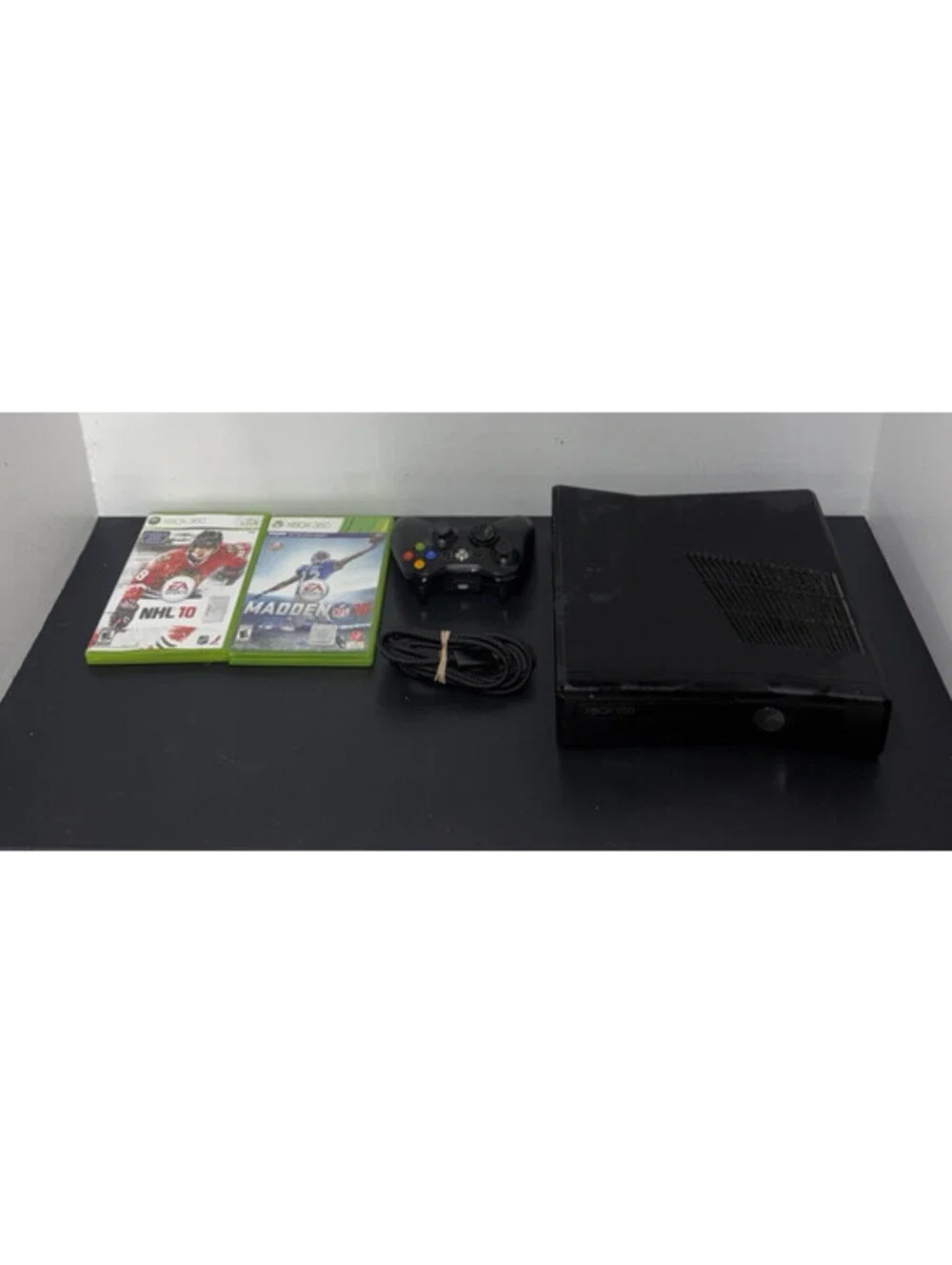MICROSOFT XBOX 360 Bundle: Console, Remote, USB, NHL10 Game, Madden NFL 16 Game